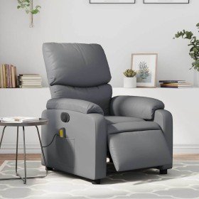 Sillón de masaje reclinable eléctrico cuero sintético gris en Sillones | Comprar online en Foro24