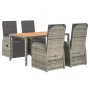 5-teiliges Garten-Essset mit grauen Kissen aus synthetischem Rattan von vidaXL, Gartensets - Ref: Foro24-3157593, Preis: 738,...