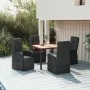 5-teiliges Gartenmöbel-Set mit schwarzen synthetischen Rattankissen von vidaXL, Gartensets - Ref: Foro24-3157599, Preis: 760,...