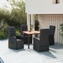 5-teiliges Gartenmöbel-Set mit schwarzen synthetischen Rattankissen von vidaXL, Gartensets - Ref: Foro24-3157599, Preis: 777,...