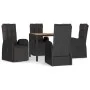 5-teiliges Gartenmöbel-Set mit schwarzen synthetischen Rattankissen von vidaXL, Gartensets - Ref: Foro24-3157599, Preis: 760,...