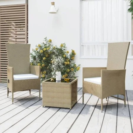 3-teiliges Gartenmöbel-Set aus Stahl und beigem synthetischem Rattan von vidaXL, Gartensets - Ref: Foro24-3157662, Preis: 262...