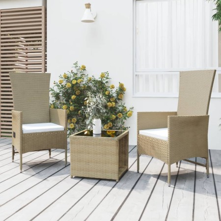 3-teiliges Gartenmöbel-Set aus Stahl und beigem synthetischem Rattan von vidaXL, Gartensets - Ref: Foro24-3157662, Preis: 264...