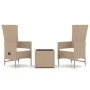 3-teiliges Gartenmöbel-Set aus Stahl und beigem synthetischem Rattan von vidaXL, Gartensets - Ref: Foro24-3157662, Preis: 262...