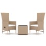 3-teiliges Gartenmöbel-Set aus Stahl und beigem synthetischem Rattan von vidaXL, Gartensets - Ref: Foro24-3157662, Preis: 264...