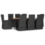 9-piece garden dining set with black synthetic rattan cushions. by vidaXL, Garden sets - Ref: Foro24-3157605, Price: 1,00 €, ...