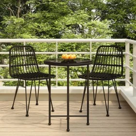 3-teiliges Garten-Ess-Set aus schwarzem synthetischem Rattan von vidaXL, Gartensets - Ref: Foro24-3157836, Preis: 171,82 €, R...