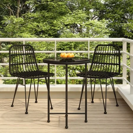 3-teiliges Garten-Ess-Set aus schwarzem synthetischem Rattan von vidaXL, Gartensets - Ref: Foro24-3157836, Preis: 171,01 €, R...