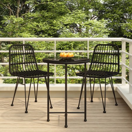 Juego de comedor de jardín 3 piezas ratán sintético negro de vidaXL, Conjuntos de jardín - Ref: Foro24-3157836, Precio: 173,50 €