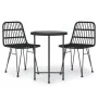 3-teiliges Garten-Ess-Set aus schwarzem synthetischem Rattan von vidaXL, Gartensets - Ref: Foro24-3157836, Preis: 171,01 €, R...