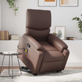 Sillón reclinable de masaje de pie de cuero sintético marrón