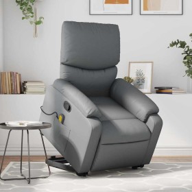 Sillón reclinable de masaje de pie cuero artificial gris en Sillones | Comprar online en Foro24