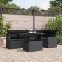 Conjunto de sofá de jardín con cojín 6 pcs Negro Poliratán