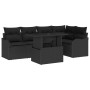 Conjunto de sofá de jardín con cojín 6 pcs Negro Poliratán