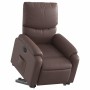 Sillón reclinable elevable eléctrico de cuero sintético marrón
