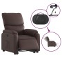 Sillón reclinable elevable eléctrico de cuero sintético marrón