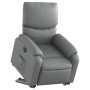 Sillón reclinable elevable eléctrico de cuero sintético gris