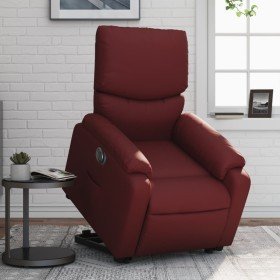 Sillón elevable eléctrico cuero artificial rojo tinto