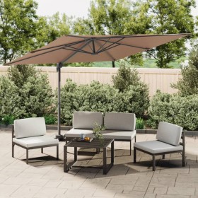 Cantilever parasol with taupe gray LEDs 400x300 cm by vidaXL, Umbrellas - Ref: Foro24-319930, Price: 290,51 €, Discount: %