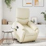 Sillón de masaje elevable eléctrico cuero sintético crema