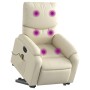 Sillón de masaje elevable eléctrico cuero sintético crema