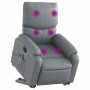 Sillón de masaje elevable eléctrico cuero sintético gris