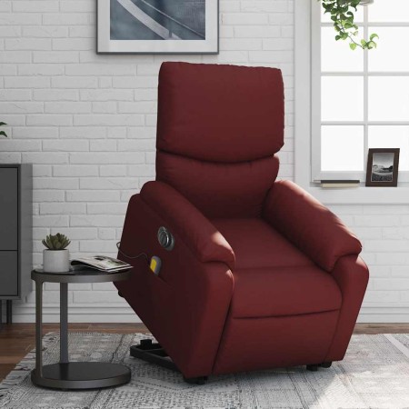 Sillón de masaje elevable eléctrico cuero artificial rojo tinto en Sillones | Comprar online en Foro24
