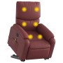 Sillón de masaje elevable eléctrico cuero artificial rojo tinto