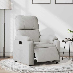 Sillón reclinable eléctrico tela de microfibra gris claro Sillón reclinable eléctrico tela de microfibra gris claro