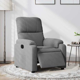 Sillón reclinable eléctrico tela de microfibra gris oscuro en Sillones | Comprar online en Foro24