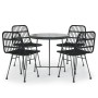 5-teiliges Garten-Esszimmerset aus synthetischem Rattan, schwarz von vidaXL, Gartensets - Ref: Foro24-3157844, Preis: 334,14 ...