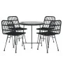 5-piece black synthetic rattan garden dining set by vidaXL, Garden sets - Ref: Foro24-3157844, Price: 329,10 €, Discount: %
