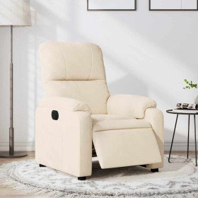 Sillón reclinable eléctrico tela de microfibra beige