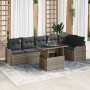 Conjunto de sofá de jardín con cojín 7 pcs Gris Poliratán