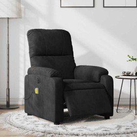Sillón reclinable de masaje eléctrico tela de microfibra negro Sillón reclinable de masaje eléctrico tela de microfibra negro