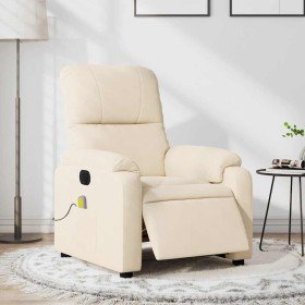 Sillón reclinable de masaje eléctrico tela de microfibra beige en Sillones | Comprar online en Foro24