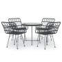 5-teiliges Garten-Ess-Set aus schwarzem synthetischem Rattan von vidaXL, Gartensets - Ref: Foro24-3157842, Preis: 331,95 €, R...