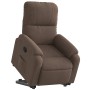 Sillón reclinable elevable tela de microfibra marrón