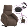 Sillón reclinable elevable tela de microfibra marrón