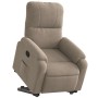 Sillón reclinable elevable tela de microfibra gris taupe