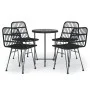 5-Piece Black Synthetic Rattan Garden Dining Set by vidaXL, Garden sets - Ref: Foro24-3157840, Price: 298,49 €, Discount: %