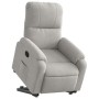 Sillón reclinable elevable tela de microfibra gris claro