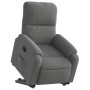 Sillón reclinable elevable tela de microfibra gris oscuro