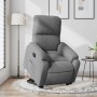 Sillón reclinable elevable tela de microfibra gris oscuro