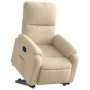 Sillón reclinable elevable tela de microfibra color crema
