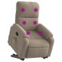 Sillón reclinable de masaje elevable tela microfibra gris taupe