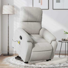 Sillón reclinable de masaje elevable tela microfibra gris claro