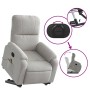 Sillón reclinable de masaje elevable tela microfibra gris claro