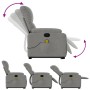 Sillón reclinable de masaje elevable tela microfibra gris claro
