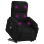 Sillón reclinable de masaje elevable tela de microfibra negro